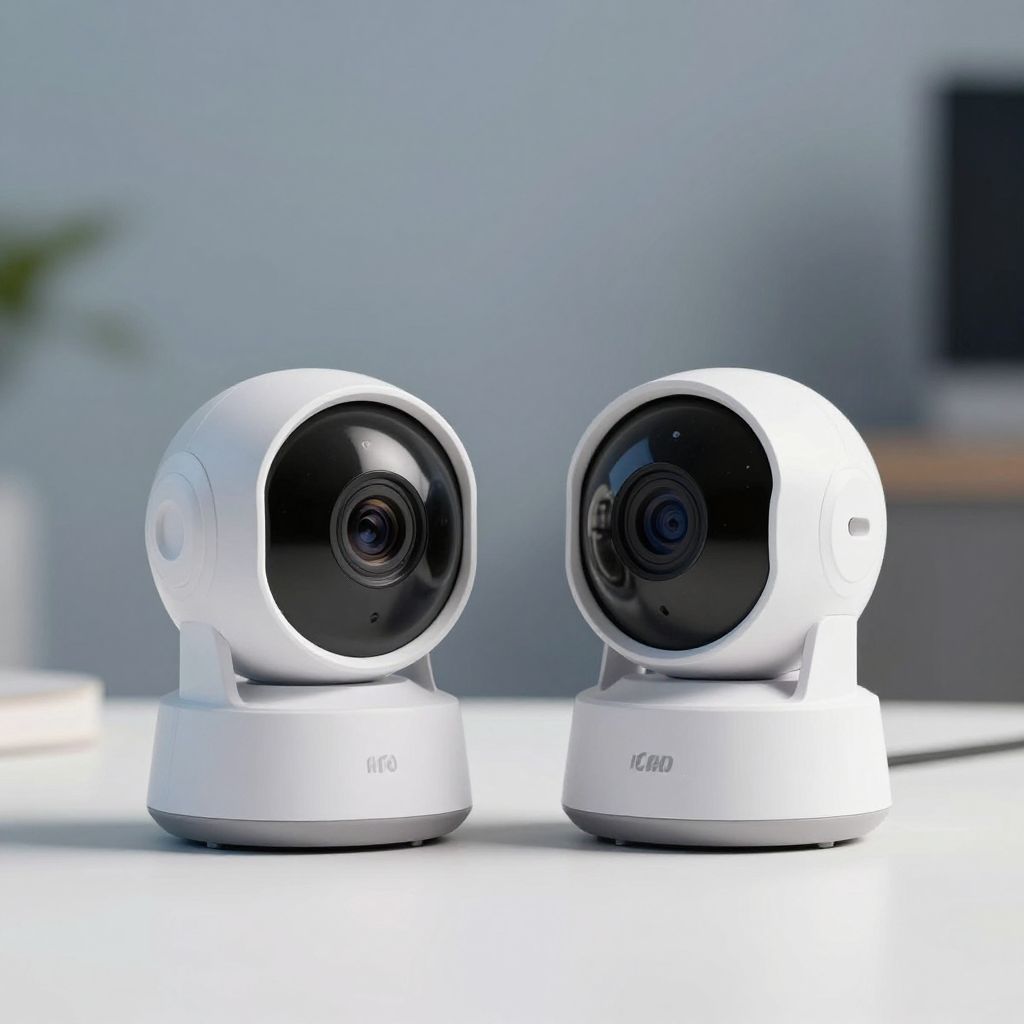 Side by side comparison of Arlo and Eufy security cameras