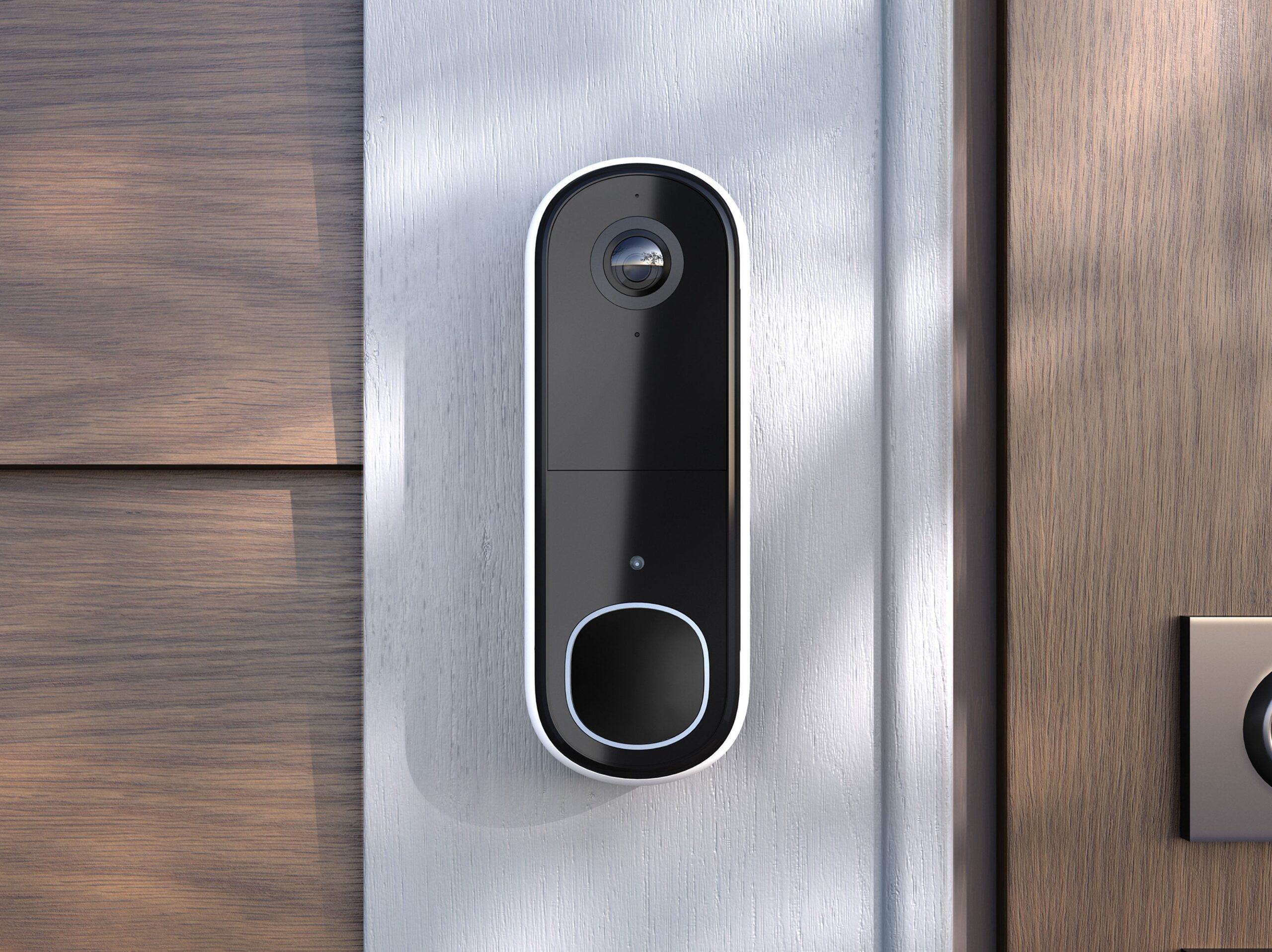 Arlo Essential 2K Doorbell Arlo Essential Video Doorbell 2K mounted on wall