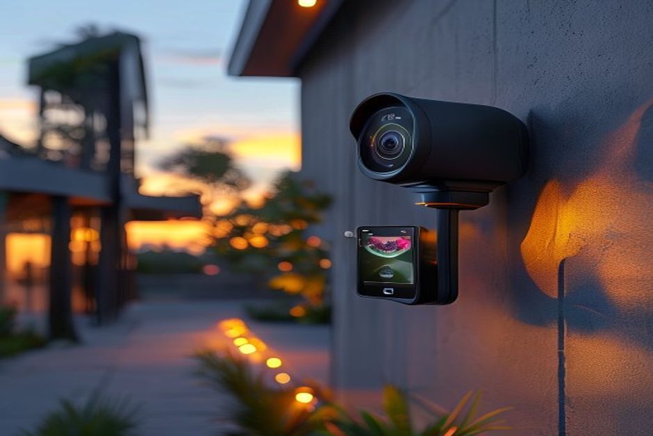 Outdoor smart home security camera with smartphone app live view